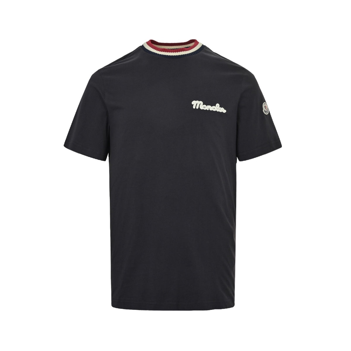 Moncler/Mask Knitted Color Stripe Neck Embroidered Letters Short Sleeves