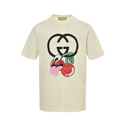 Gucci 24ss cherry embroidered short sleeves