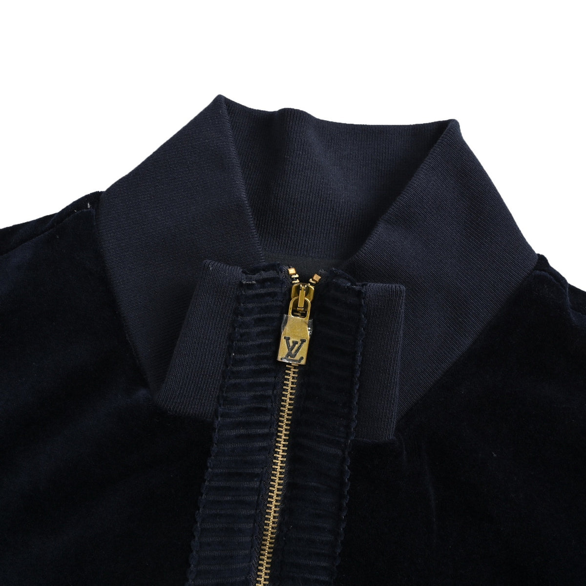 Louis Vuitton leather label velvet suit zipper pocket jacket