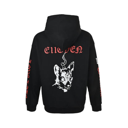 We11 Done 25Fw three-eyed deer print hooded zipper sweatshirt