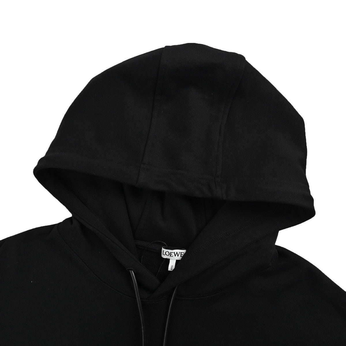 Loewe/Luo Yiwei 24Fw leather drawstring embroidered logo hooded sweatshirt