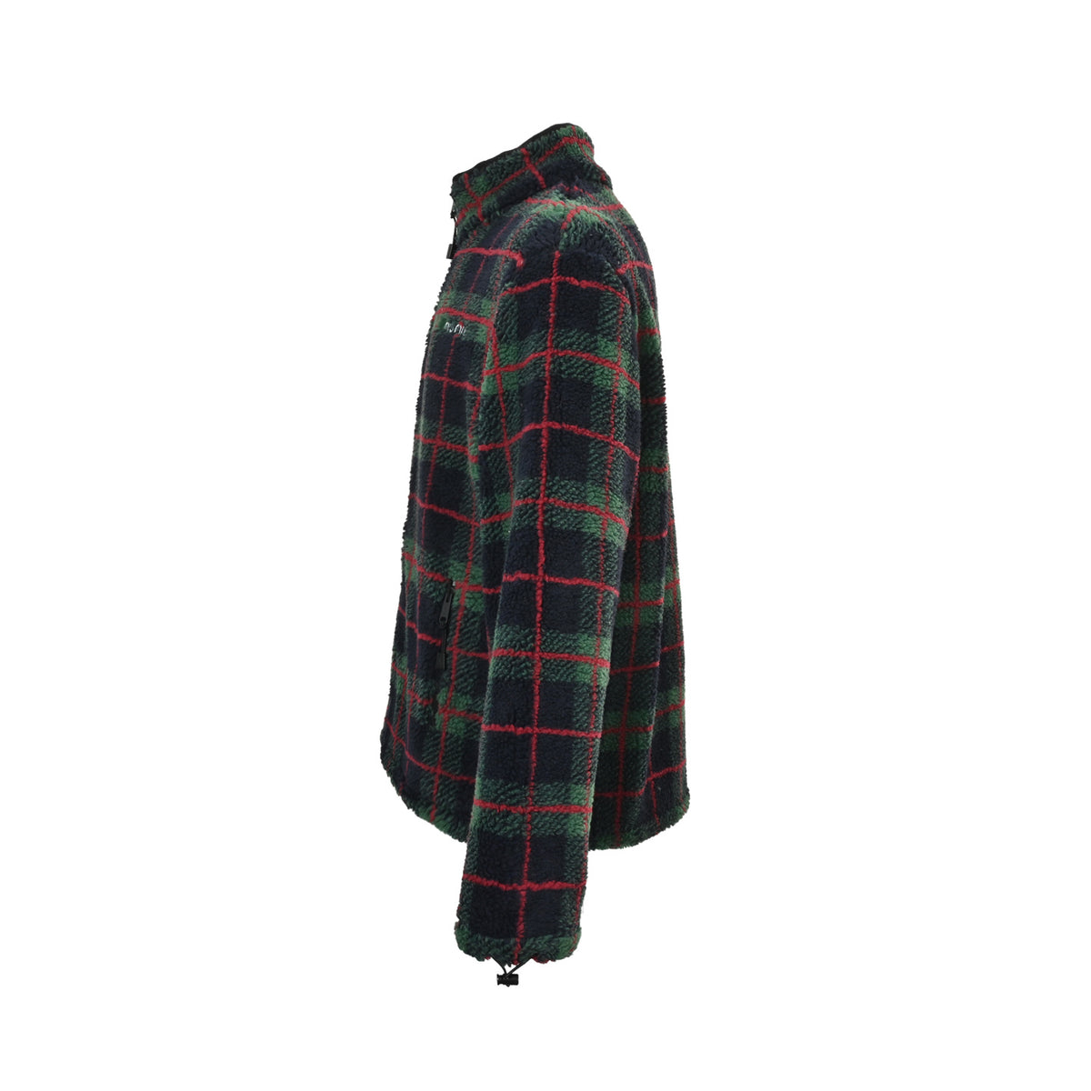 Miu Miu contrasting plaid sherpa zipper jacket
