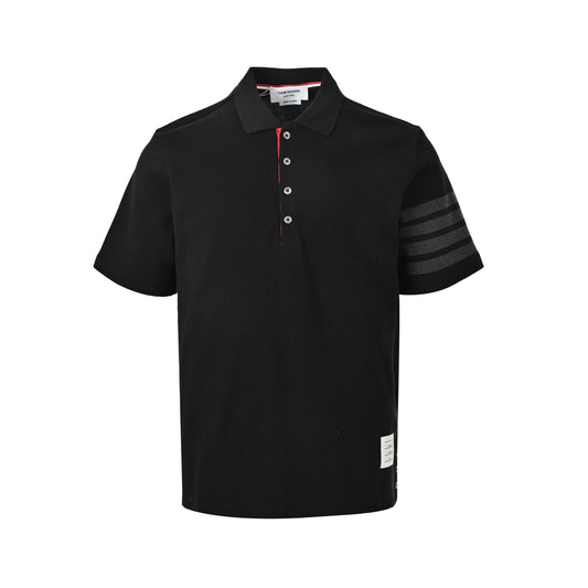 Thom Browne/Thom Brown classic yarn-dyed four-bar Polo short sleeves