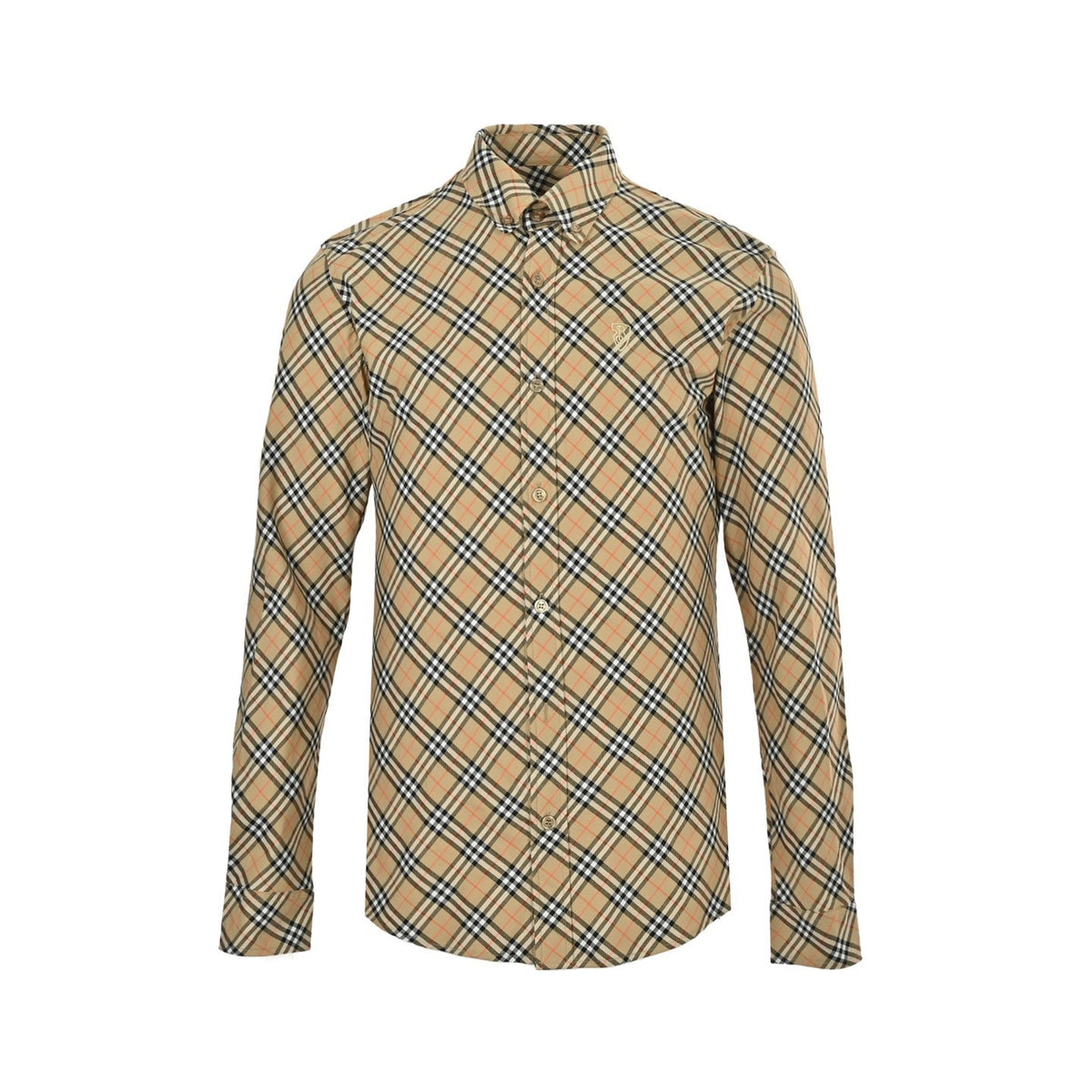 Burberry 25ss shield embroidered diagonal plaid shirt