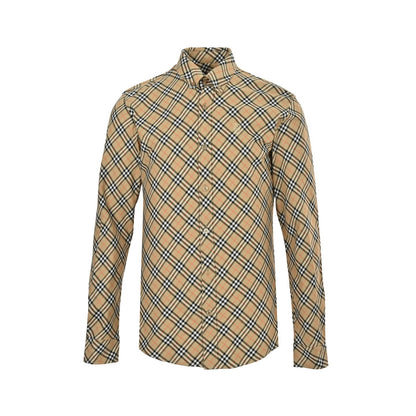 Burberry 25ss shield embroidered diagonal plaid shirt