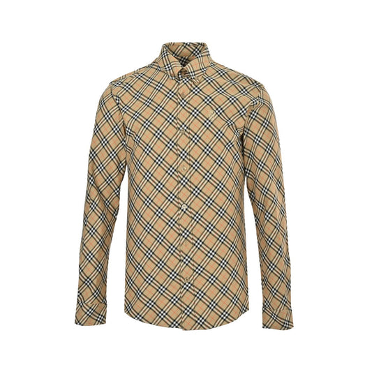 Burberry 25ss shield embroidered diagonal plaid shirt