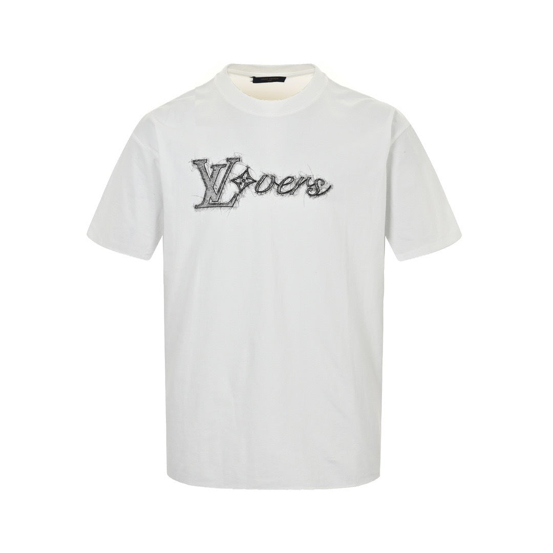Louis Vuitton 24ss sketch letter printed short sleeves