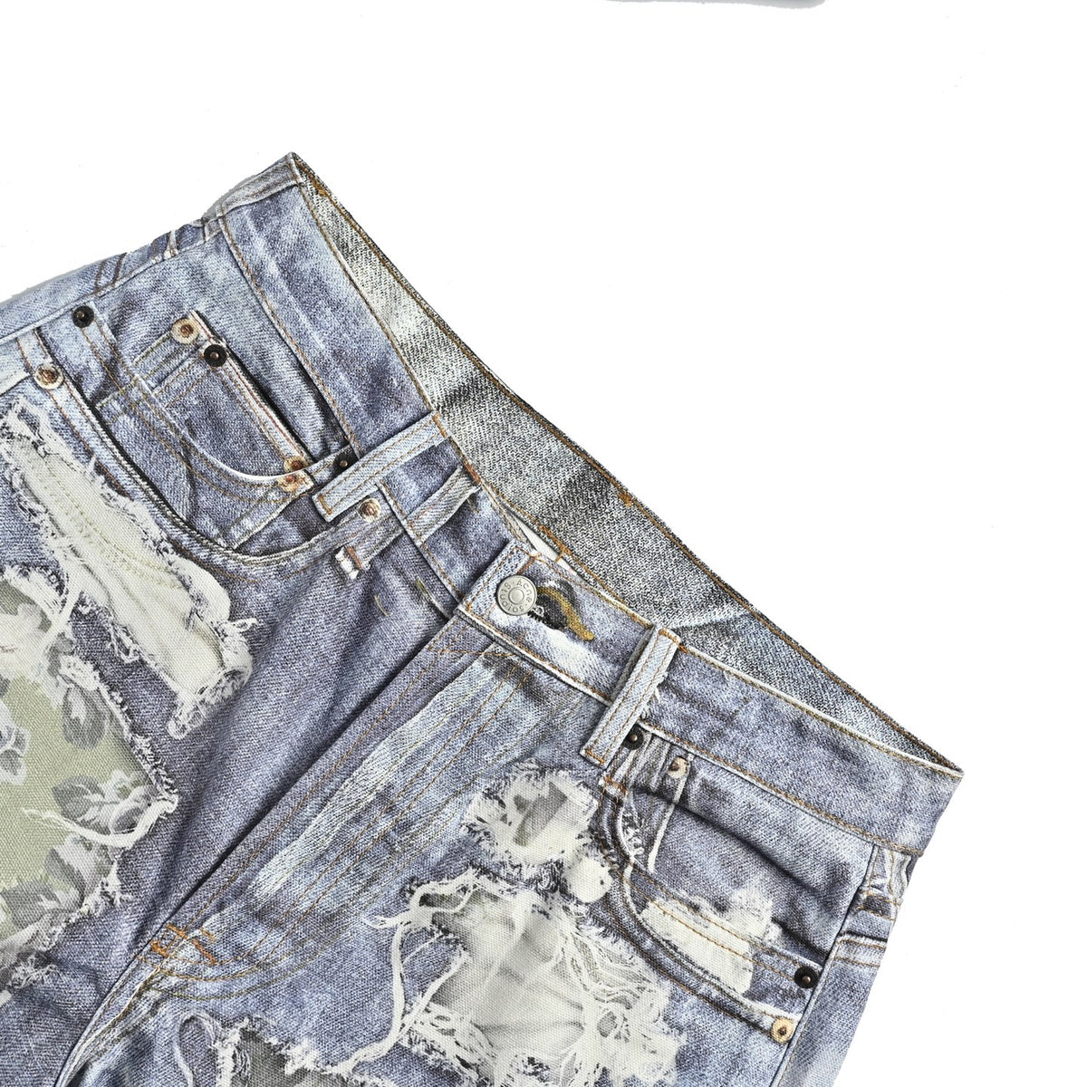 Acne Studios 1981M ripped rose print jeans