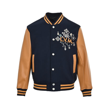Louis Vuitton 26ss rhinestone embroidered baseball jacket