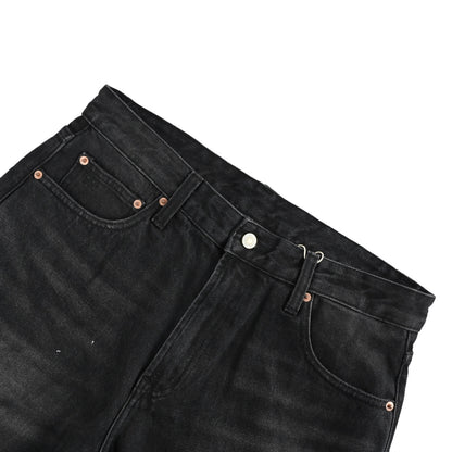 RALPH LAUREN black suede leather brand jeans​​