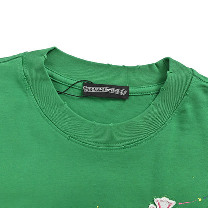 ChromeHearts/Chrome Heart Heavy Industry Graffiti Cross Patch Embroidery Washed Short Sleeves