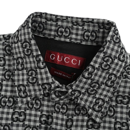 Gucci all-over jacquard plaid long-sleeved shirt