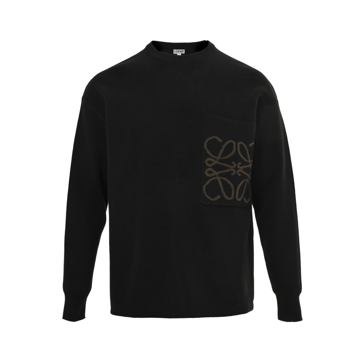 Loewe/Loewei pocket logo jacquard crew neck sweater