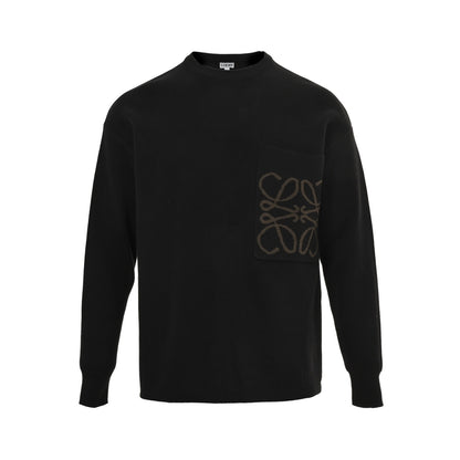 Loewe/Loewei pocket logo jacquard crew neck sweater