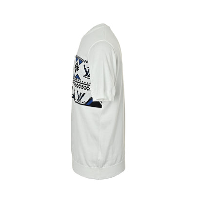 Louis Vuitton geometric old flower jacquard knitted short sleeves