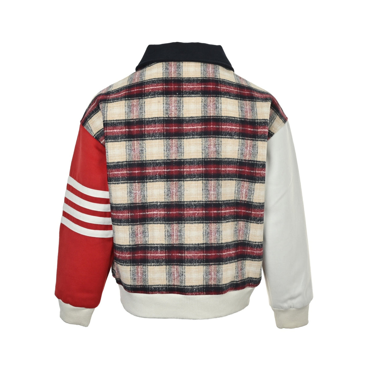 Thom Browne/Thom Brown patchwork plaid four-bar baseball jacket