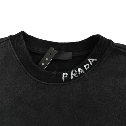 Prada hand-painted lettering round neck sweatshirt