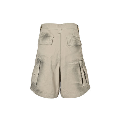 Balenciaga 24ss hand-painted dirty plaid fabric pocket denim shorts