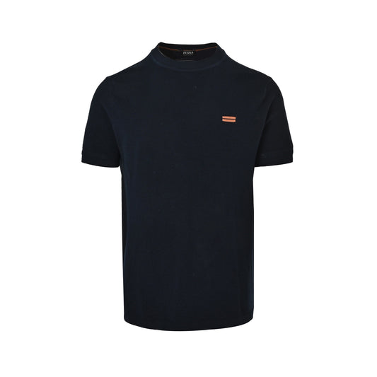 ZEGNA/ Zegna Contrast color knitted wool blend short sleeves