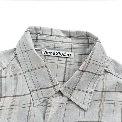 Acne Studios bow light gray plaid long-sleeved shirt