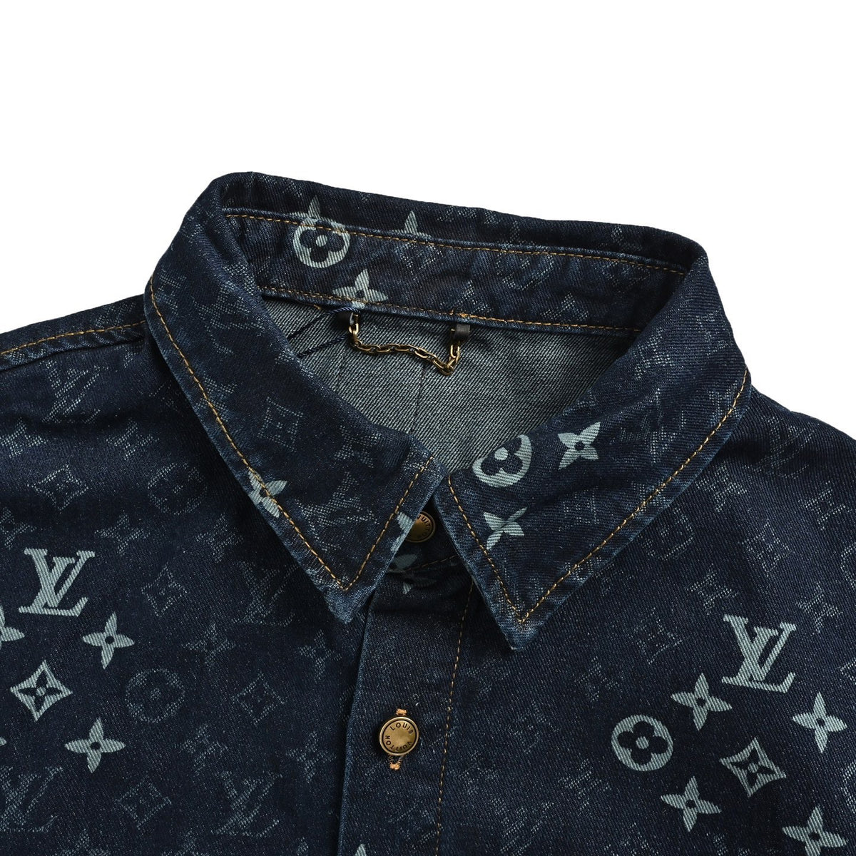 Louis Vuitton 26ss all-over printed presbyopic suit denim short-sleeved shirt
