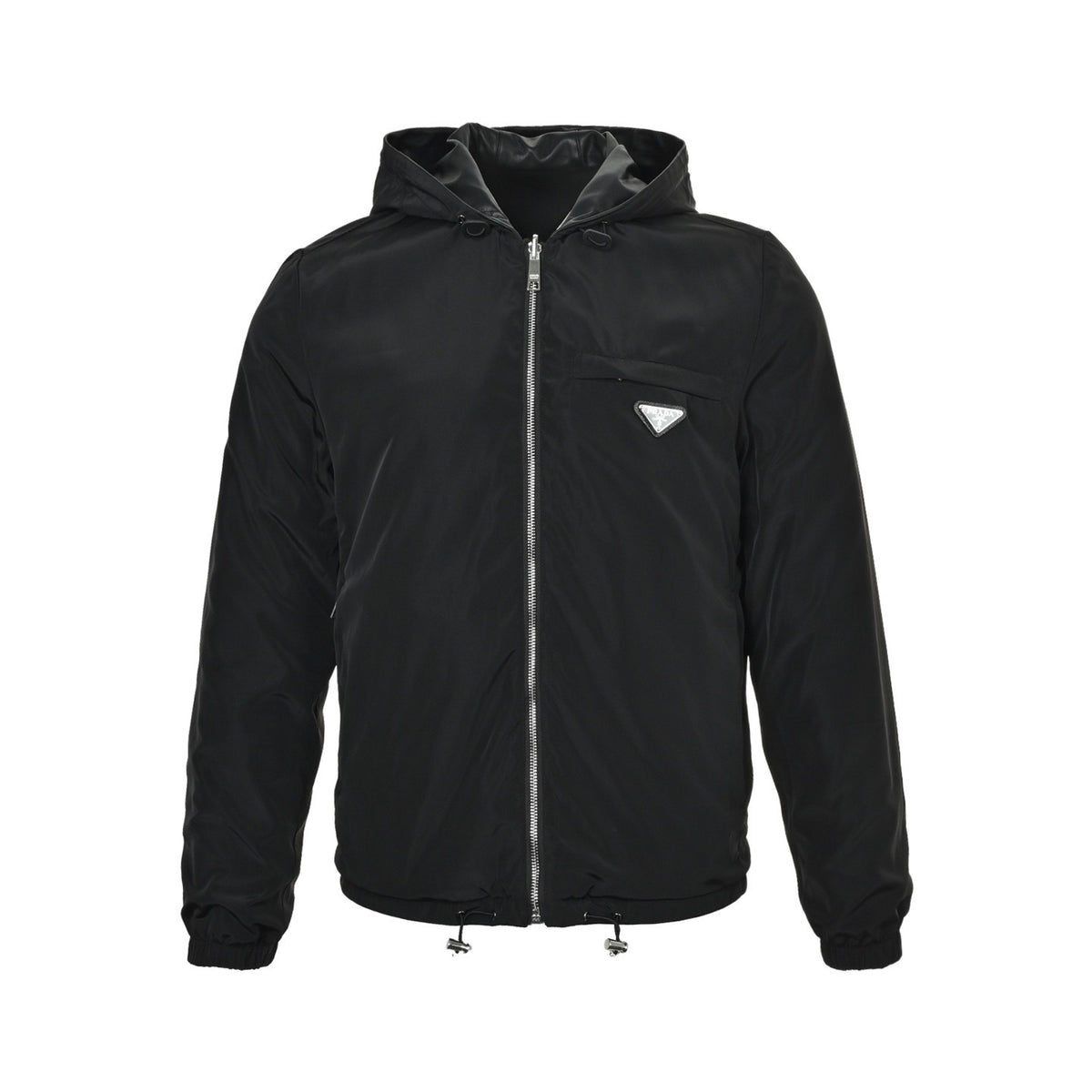 Prada 25Fw reversible leather nylon hooded jacket
