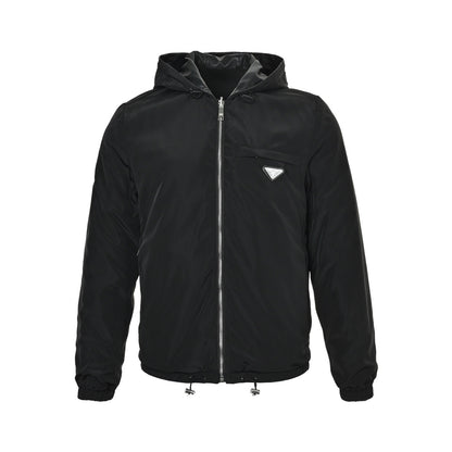Prada 25Fw reversible leather nylon hooded jacket