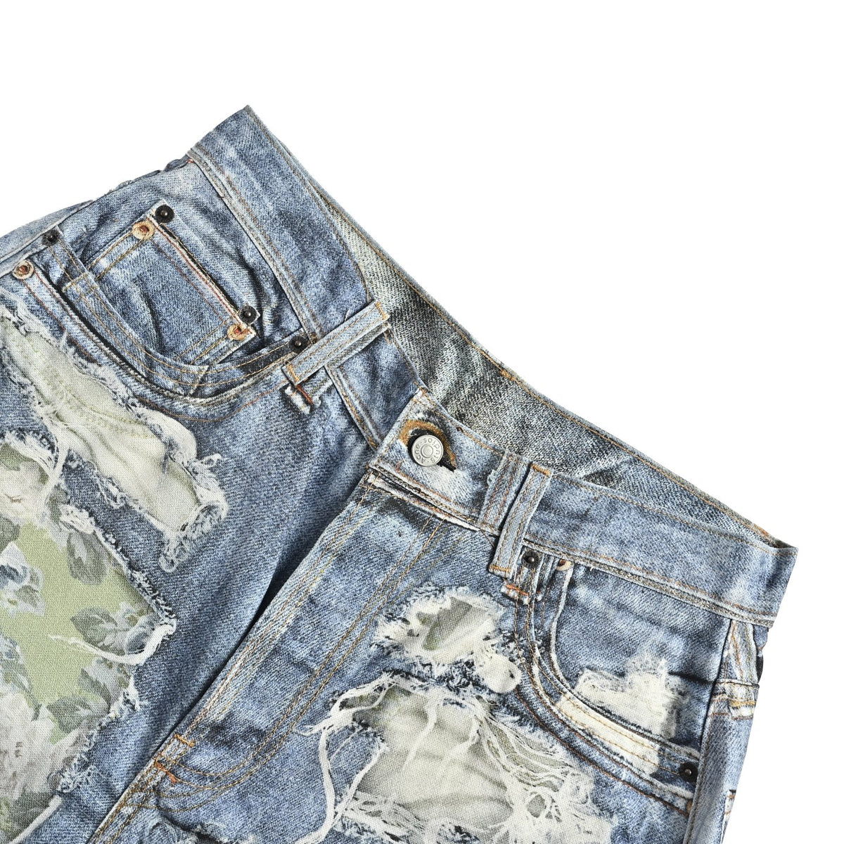 Acne Studios 3D printed floral denim shorts