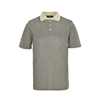 Loro Piana LP 25ss Striped Knit Polo Short Sleeve