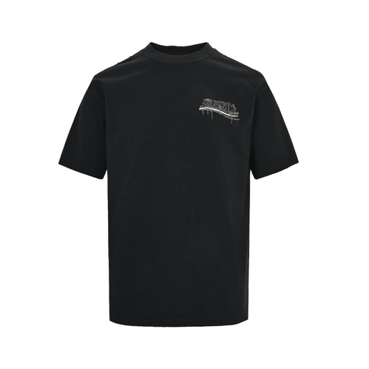 Balenciaga tassel patch Sanskrit letter embroidered short sleeves