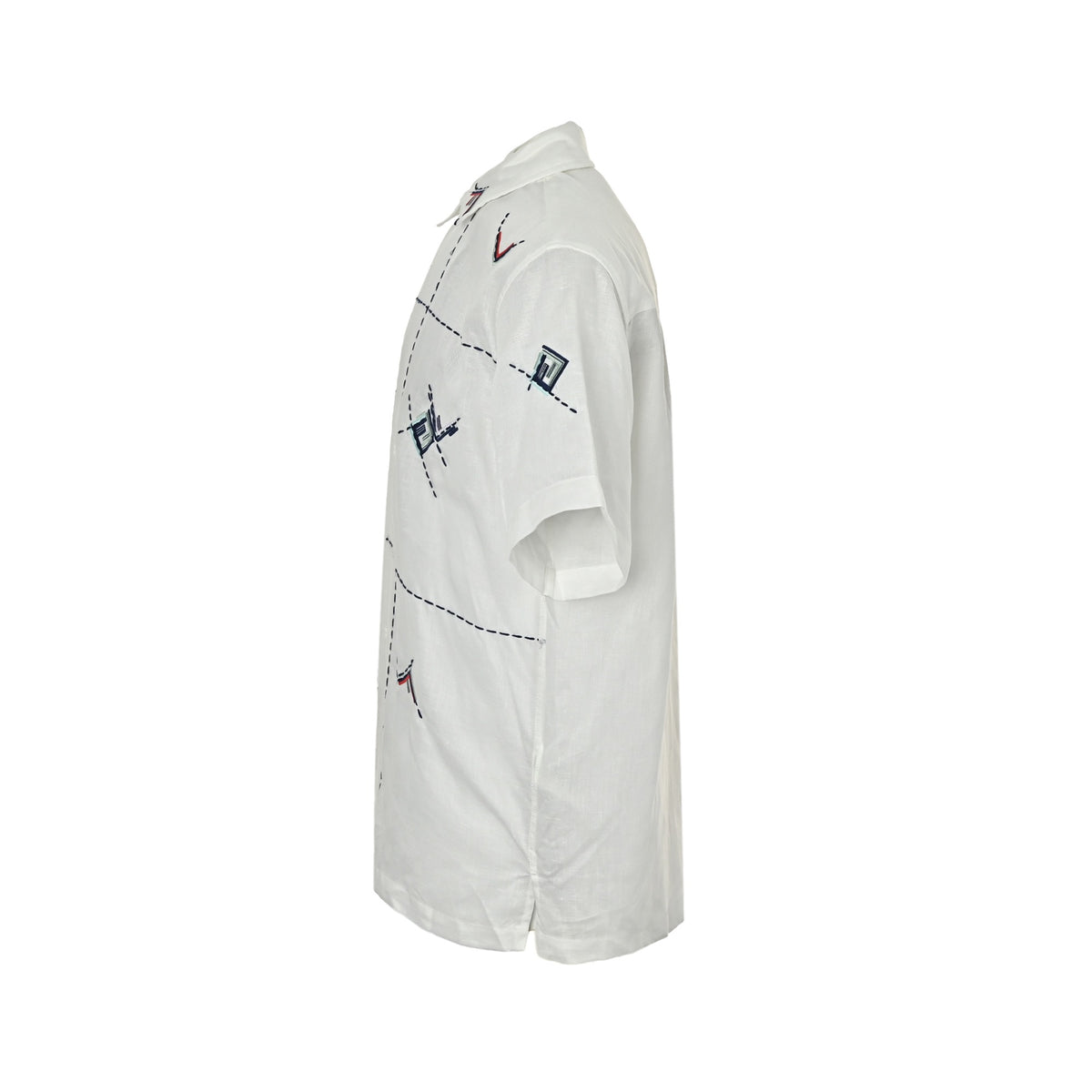 Fendi 26ss FF dotted line embroidered short-sleeved shirt