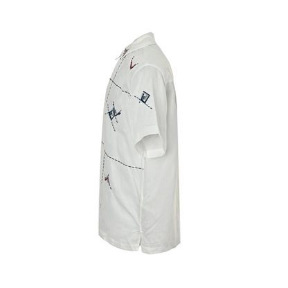 Fendi 26ss FF dotted line embroidered short-sleeved shirt