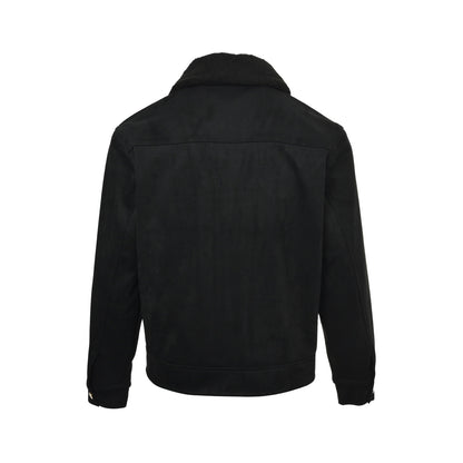 Louis Vuitton embossed embossed fur collar suede jacket
