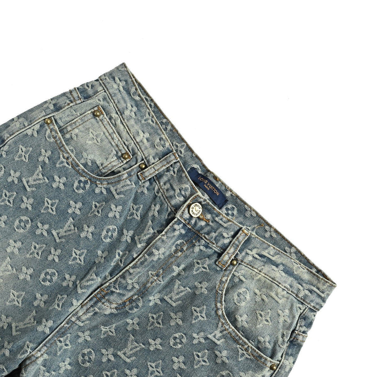 Louis Vuitton old flower all over printed jacquard jeans