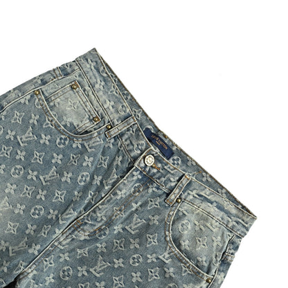 Louis Vuitton old flower all over printed jacquard jeans