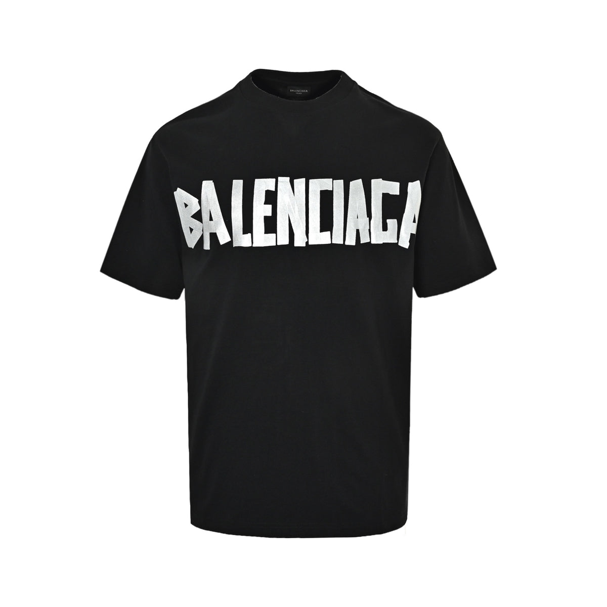 Balenciaga masking paper black and silver tape printed short sleeves