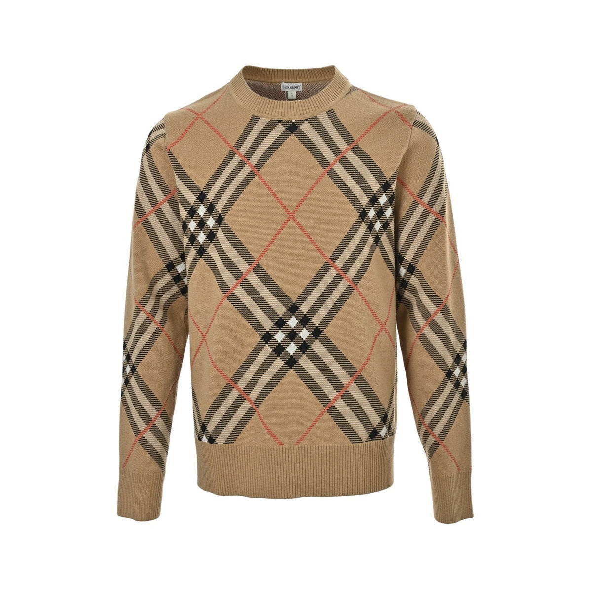 Burberry 24Fw diagonal plaid round neck knitted sweater