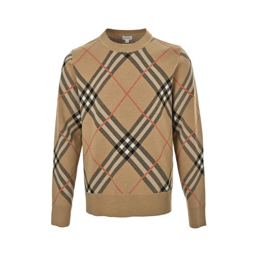 Burberry 24Fw diagonal plaid round neck knitted sweater