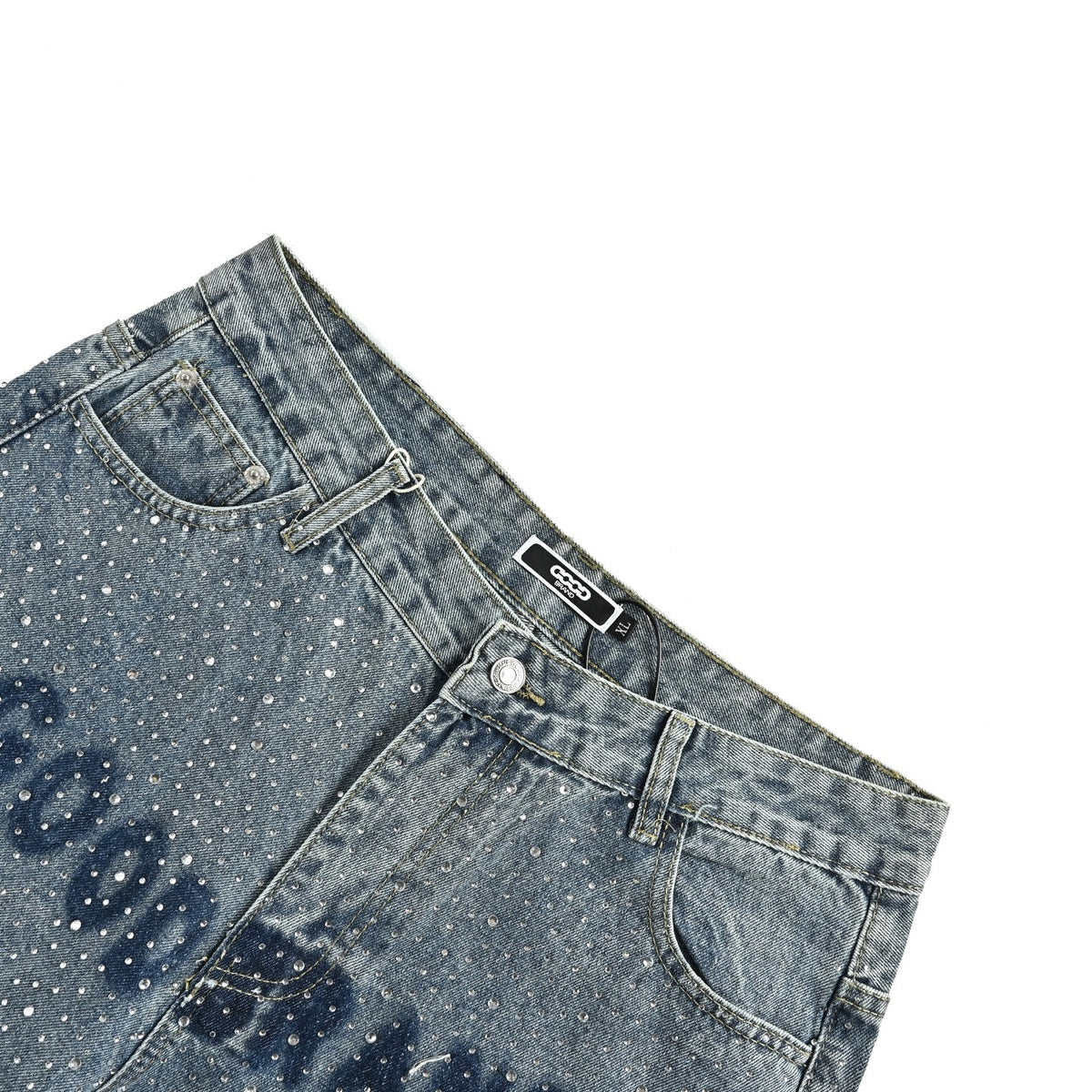 GOODBRAND full diamond letter watermark jeans