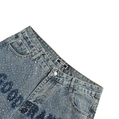 GOODBRAND full diamond letter watermark jeans