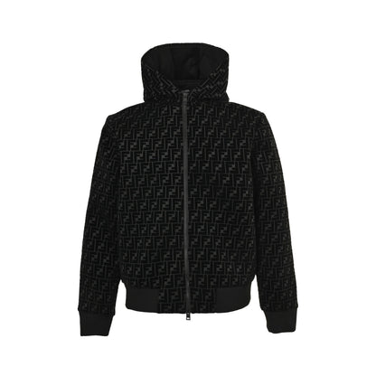 Fendi FF flocked zipper hooded jacket