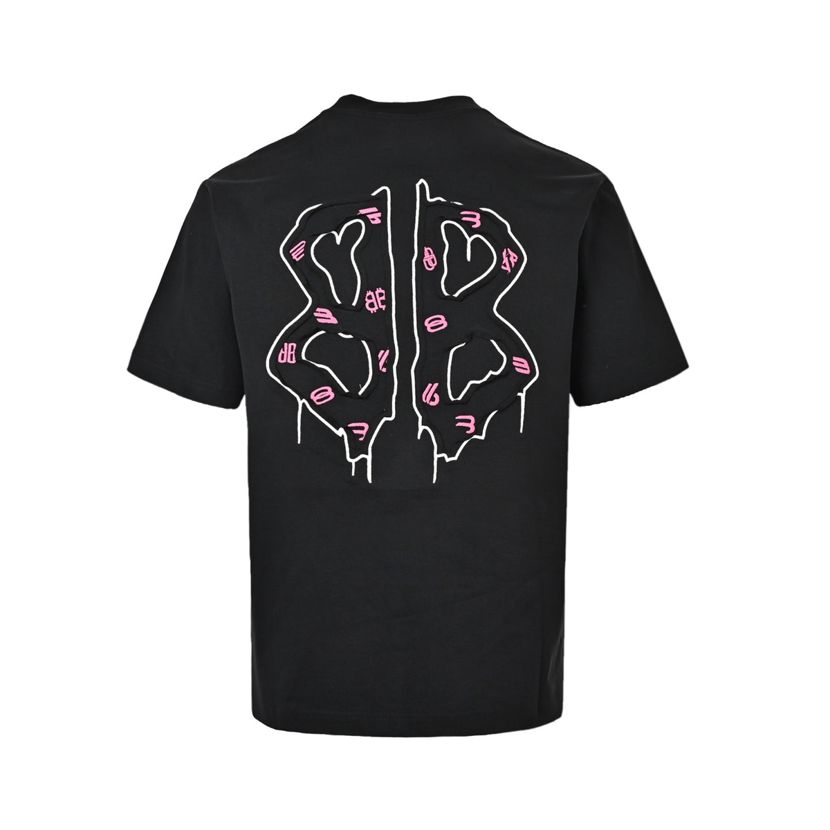 Balenciaga Dissolved Double B on the Back Destroyed Patch Embroidered Round Neck Short Sleeves