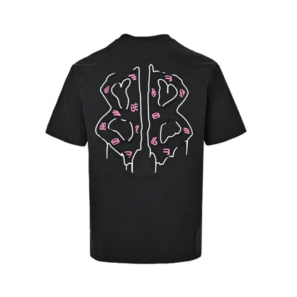 Balenciaga Dissolved Double B on the Back Destroyed Patch Embroidered Round Neck Short Sleeves