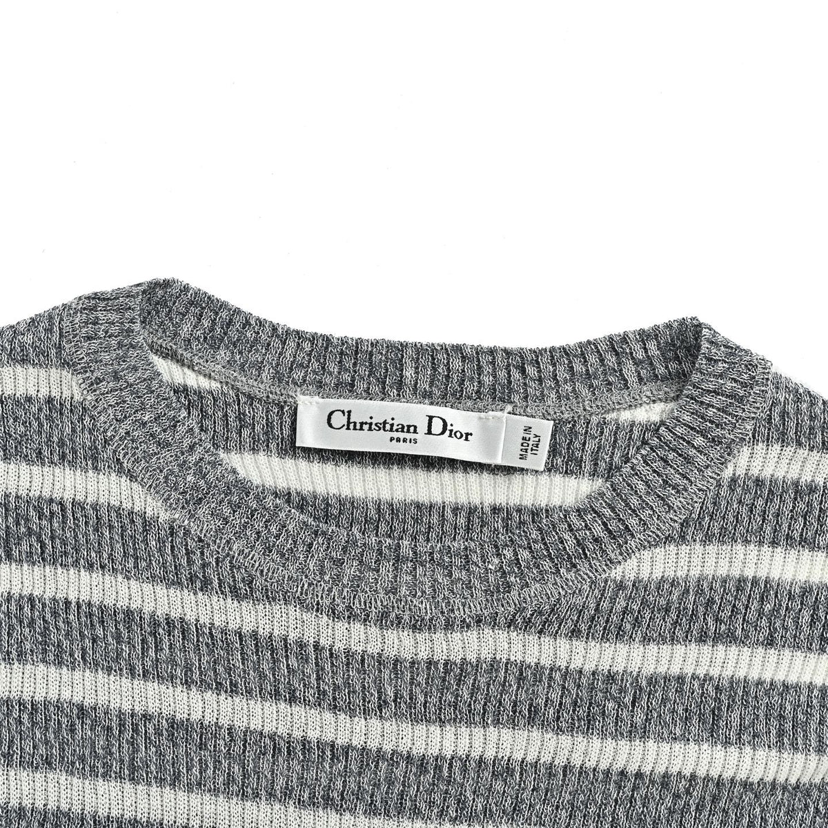Dior 26ss letter jacquard striped linen knitted short sleeves