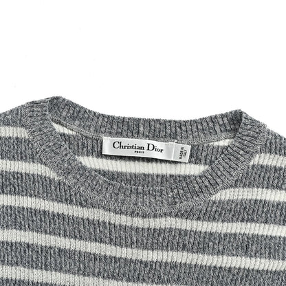 Dior 26ss letter jacquard striped linen knitted short sleeves
