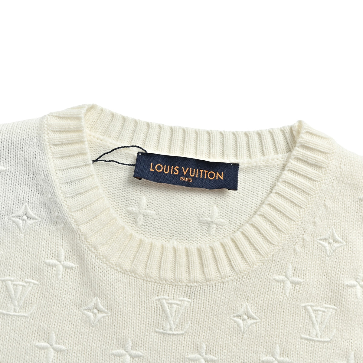Louis Vuitton 26ss women's presbyopic embroidered knitted short sleeves