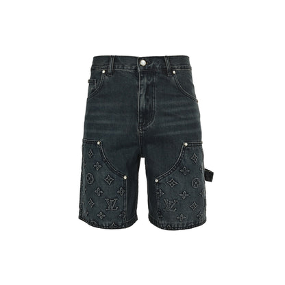 Louis Vuitton 25ss presbyopic embossed denim shorts
