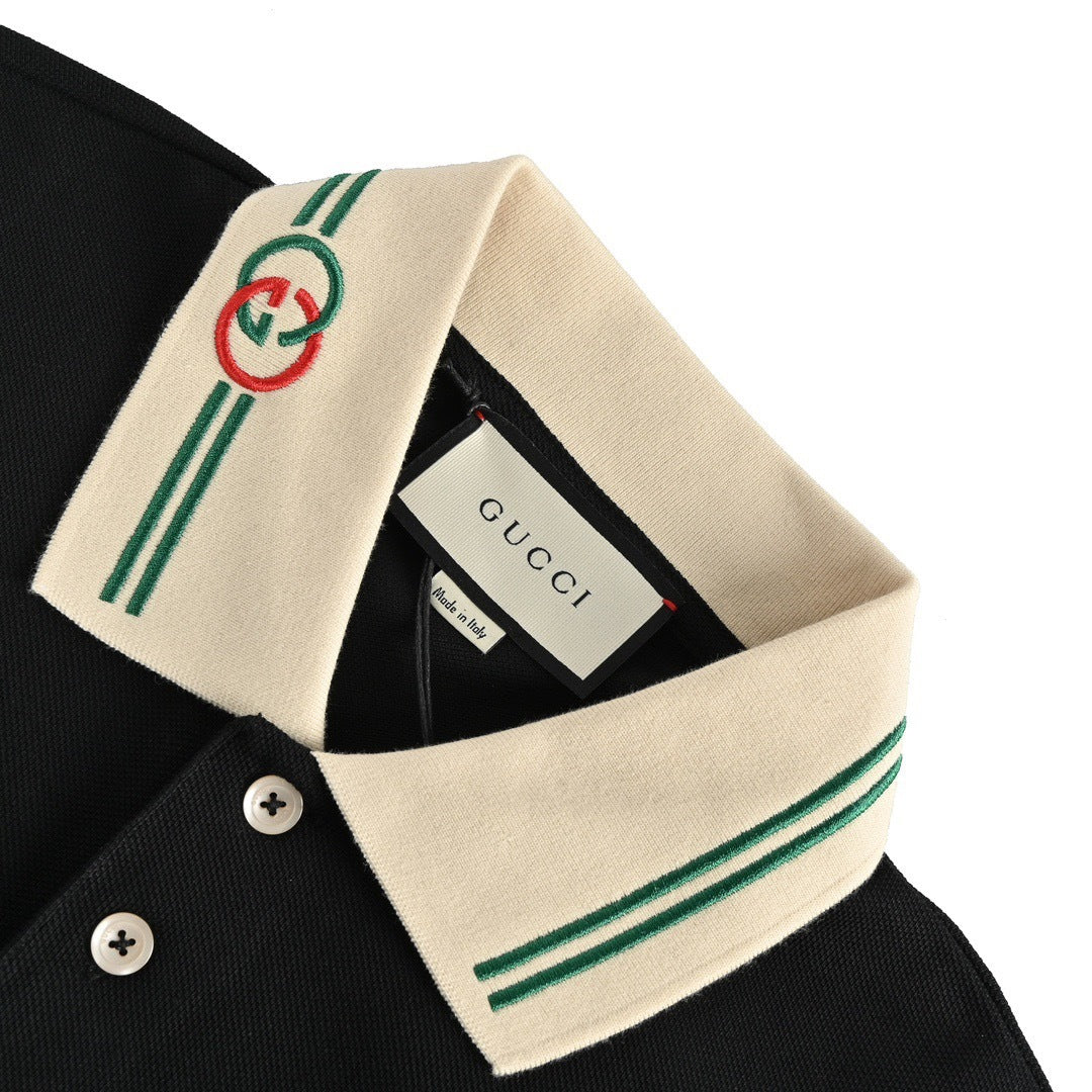 Gucci classic neckline double G embroidered Polo short sleeves