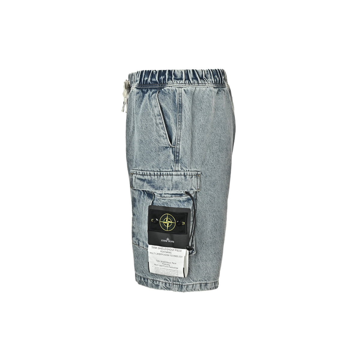 Stone Island washed multi-pocket denim shorts