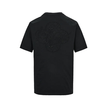 Louis Vuitton 26ss dark pattern embroidered presbyopia logo short sleeves